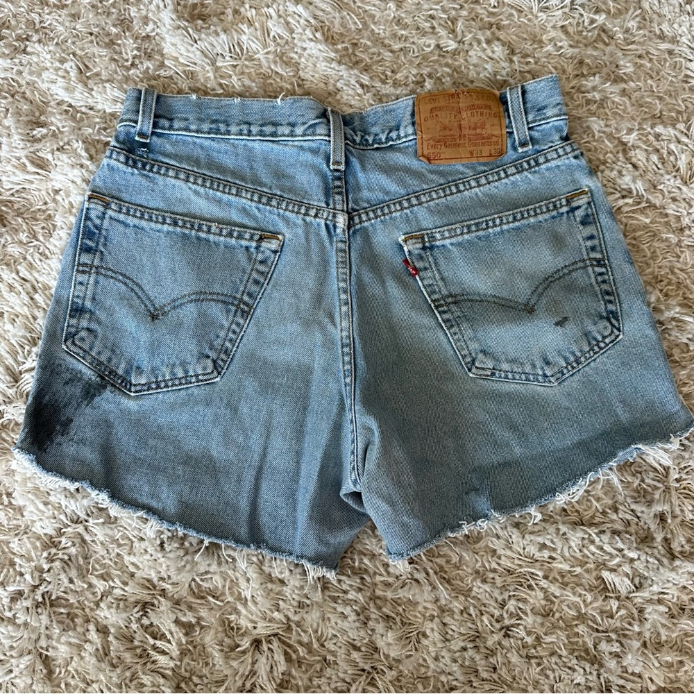 Custom Distressed Levi’s 550 Cutoff Denim Shorts